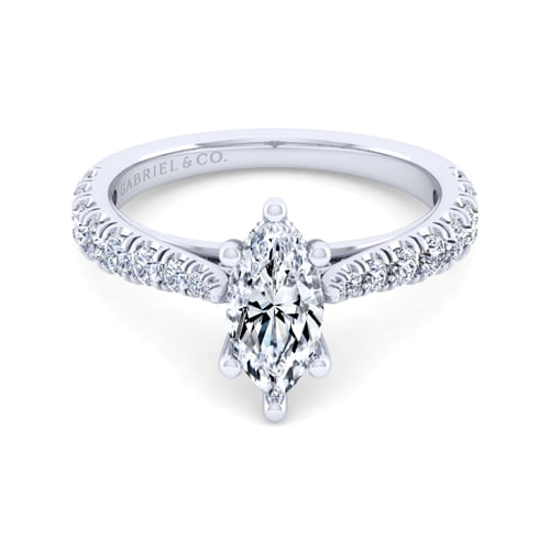 14K White Gold Marquise Shape Diamond Engagement Ring