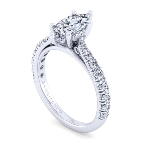 14K White Gold Marquise Shape Diamond Engagement Ring