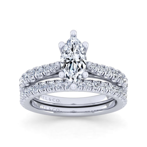 14K White Gold Marquise Shape Diamond Engagement Ring