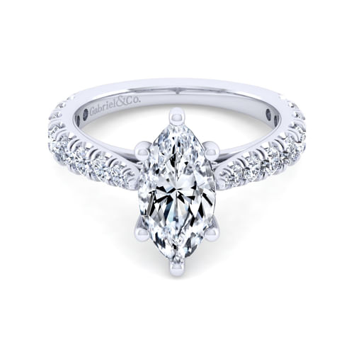 14K White Gold Marquise Shape Diamond Engagement Ring