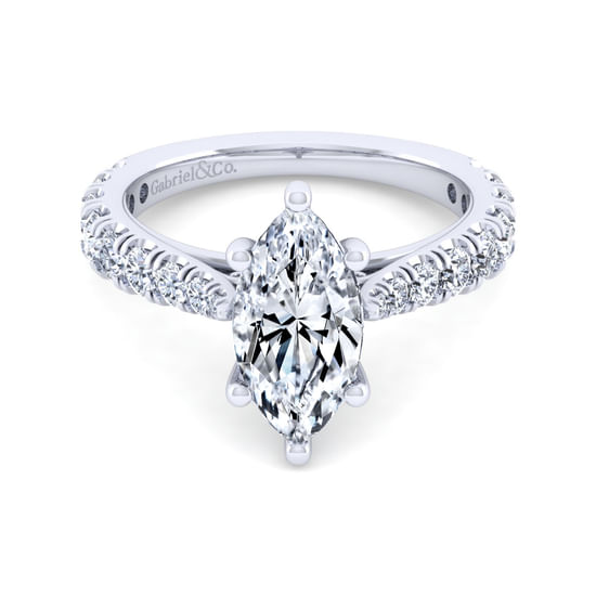 Gabriel - 14K White Gold Marquise Shape Diamond Engagement Ring