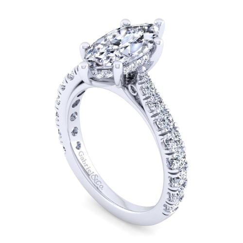 14K White Gold Marquise Shape Diamond Engagement Ring