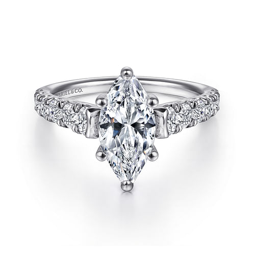 14K White Gold Marquise Shape Diamond Engagement Ring