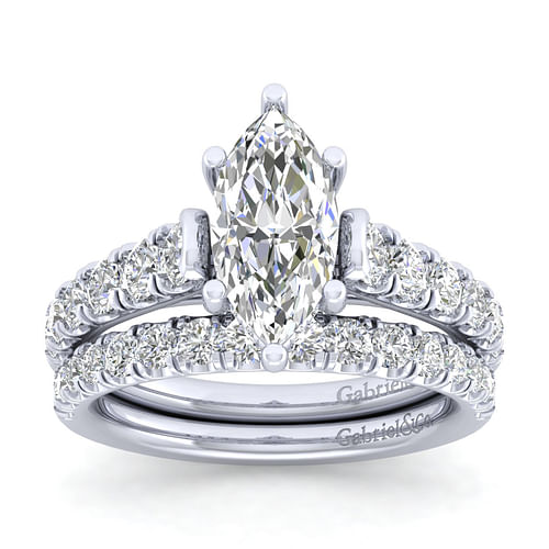 14K White Gold Marquise Shape Diamond Engagement Ring