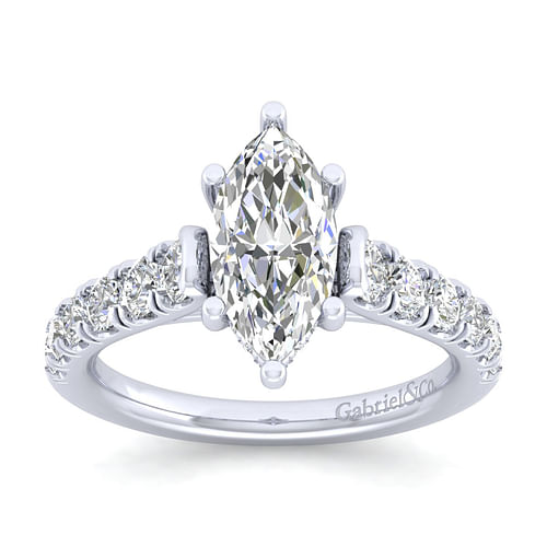 14K White Gold Marquise Shape Diamond Engagement Ring