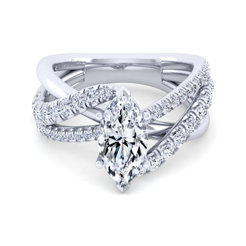 14K White Gold Marquise Shape Diamond Engagement Ring