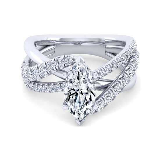 Gabriel - 14K White Gold Marquise Shape Diamond Engagement Ring