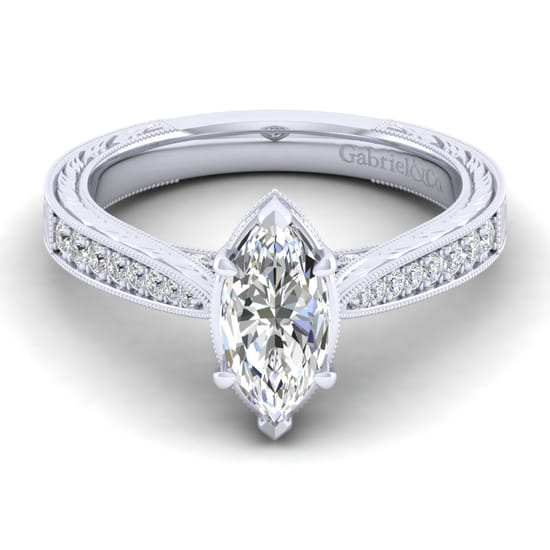 Gabriel - 14K White Gold Marquise Shape Diamond Engagement Ring Gabriel - 14K White Gold Marquise Shape Diamond Engagement Ring