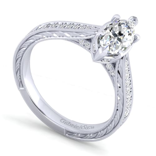 14K White Gold Marquise Shape Diamond Engagement Ring