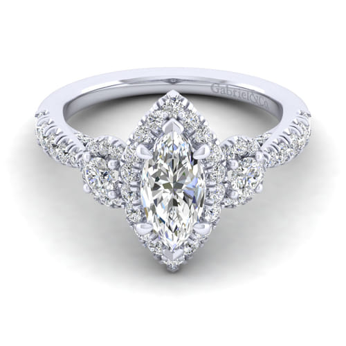 14K White Gold Marquise Shape Diamond Engagement Ring