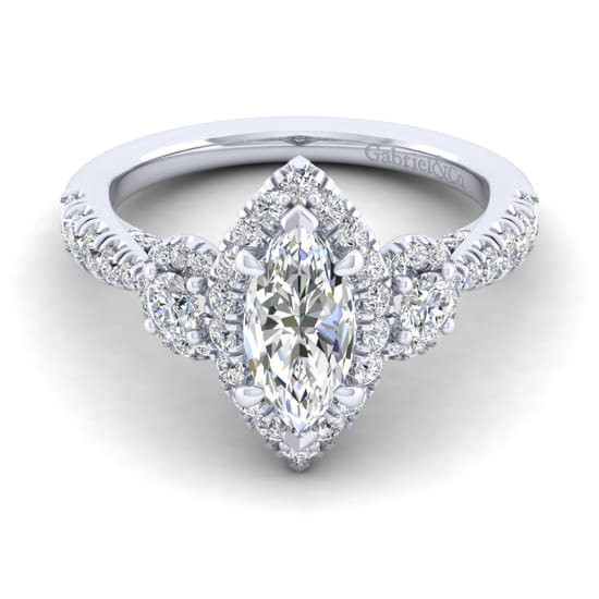 Gabriel - 14K White Gold Marquise Shape Diamond Engagement Ring Gabriel - 14K White Gold Marquise Shape Diamond Engagement Ring