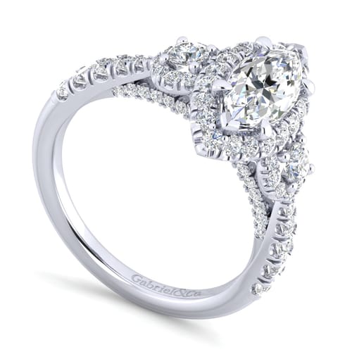 14K White Gold Marquise Shape Diamond Engagement Ring