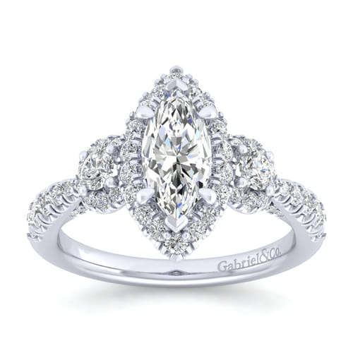 14K White Gold Marquise Shape Diamond Engagement Ring