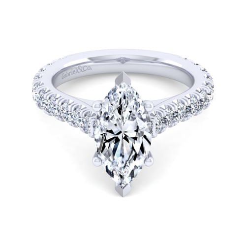 14K White Gold Marquise Shape Diamond Engagement Ring