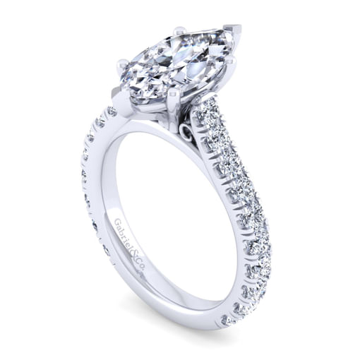 14K White Gold Marquise Shape Diamond Engagement Ring