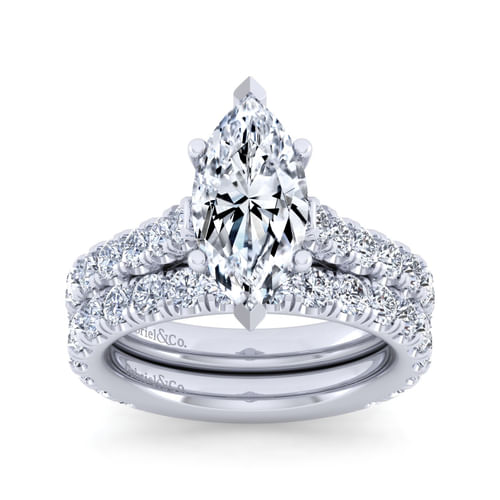 14K White Gold Marquise Shape Diamond Engagement Ring
