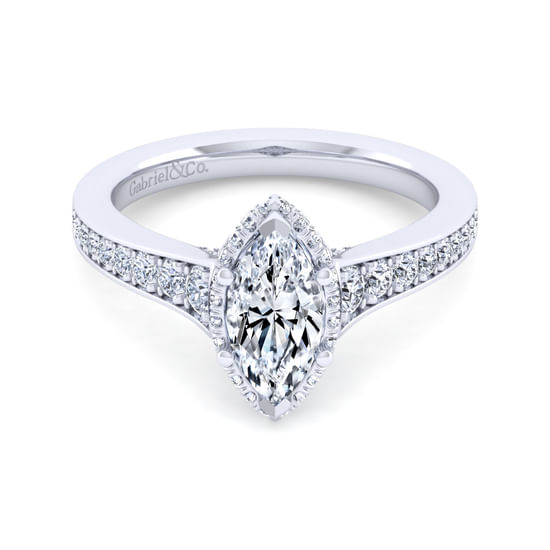 Gabriel - 14K White Gold Marquise Shape Diamond Engagement Ring