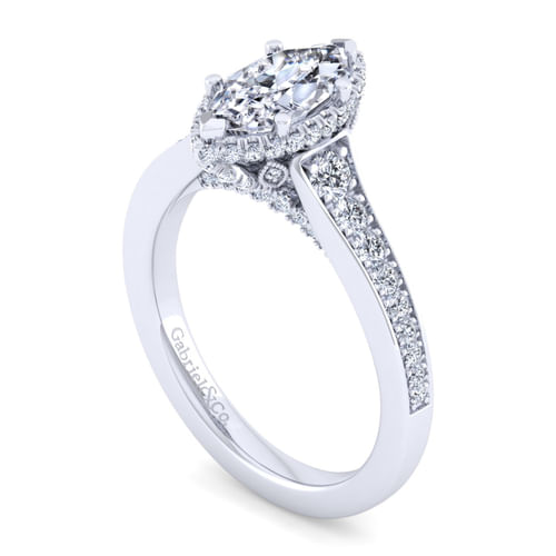 14K White Gold Marquise Shape Diamond Engagement Ring