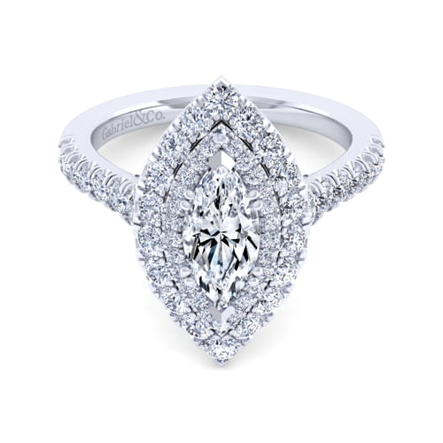 14K White Gold Marquise Shape Diamond Engagement Ring