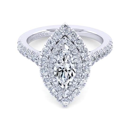 Gabriel - 14K White Gold Marquise Shape Diamond Engagement Ring