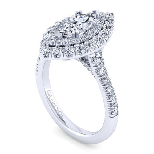 14K White Gold Marquise Shape Diamond Engagement Ring