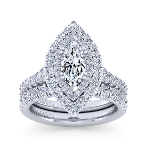 14K White Gold Marquise Shape Diamond Engagement Ring