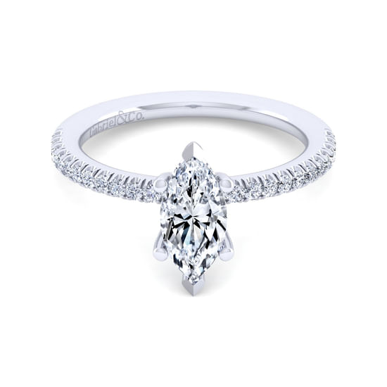 Gabriel - 14K White Gold Marquise Shape Diamond Engagement Ring