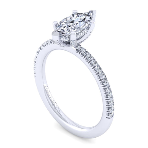 14K White Gold Marquise Shape Diamond Engagement Ring
