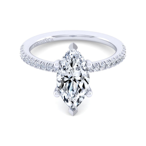 14K White Gold Marquise Shape Diamond Engagement Ring