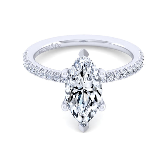 Gabriel - 14K White Gold Marquise Shape Diamond Engagement Ring