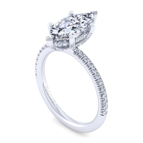 14K White Gold Marquise Shape Diamond Engagement Ring