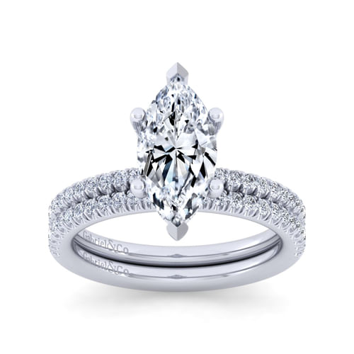 14K White Gold Marquise Shape Diamond Engagement Ring