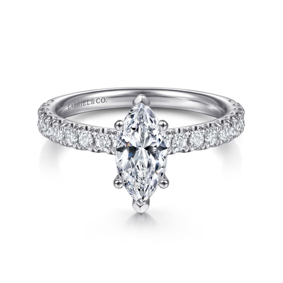 Gabriel - 14K White Gold Marquise Shape Diamond Engagement Ring