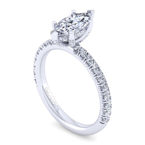 14K White Gold Marquise Shape Diamond Engagement Ring