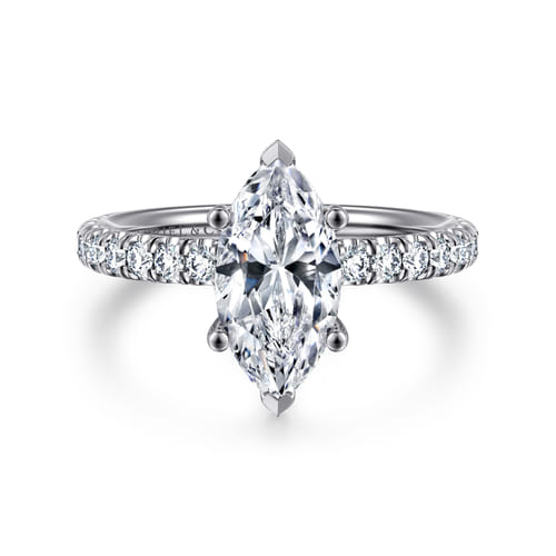 14K White Gold Marquise Shape Diamond Engagement Ring