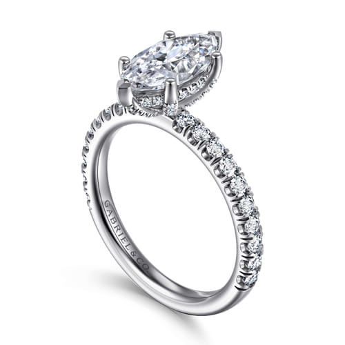 14K White Gold Marquise Shape Diamond Engagement Ring