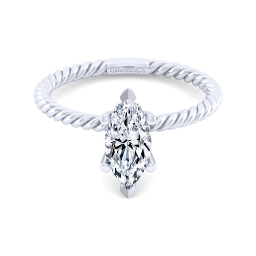 14K White Gold Marquise Shape Diamond Engagement Ring