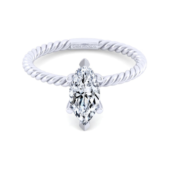 Gabriel - 14K White Gold Marquise Shape Diamond Engagement Ring