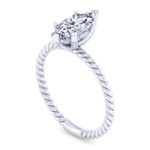 14K White Gold Marquise Shape Diamond Engagement Ring