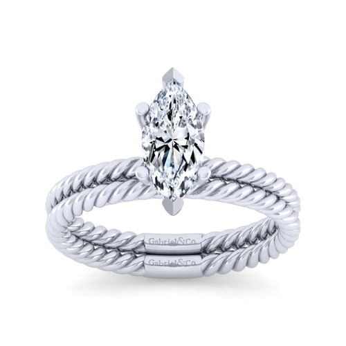 14K White Gold Marquise Shape Diamond Engagement Ring