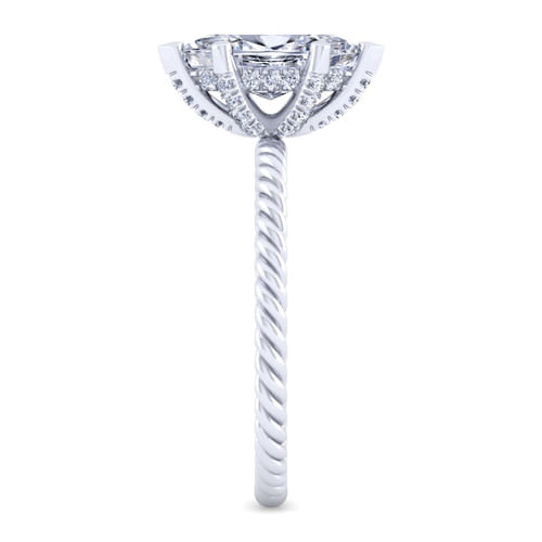 14K White Gold Marquise Shape Diamond Engagement Ring