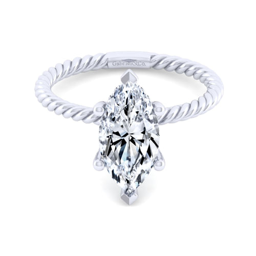 14K White Gold Marquise Shape Diamond Engagement Ring