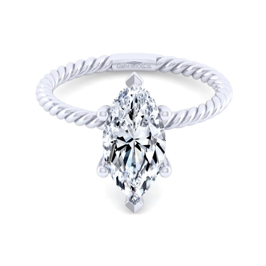 Gabriel - 14K White Gold Marquise Shape Diamond Engagement Ring