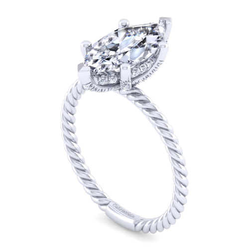 14K White Gold Marquise Shape Diamond Engagement Ring