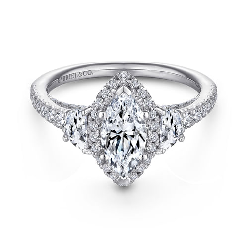 14K White Gold Marquise Shape Diamond Engagement Ring