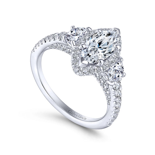 14K White Gold Marquise Shape Diamond Engagement Ring