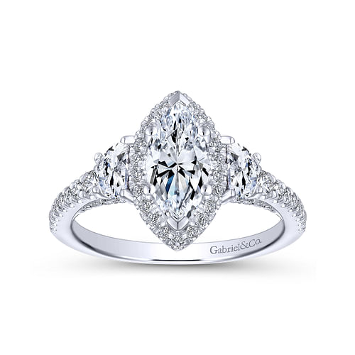 14K White Gold Marquise Shape Diamond Engagement Ring