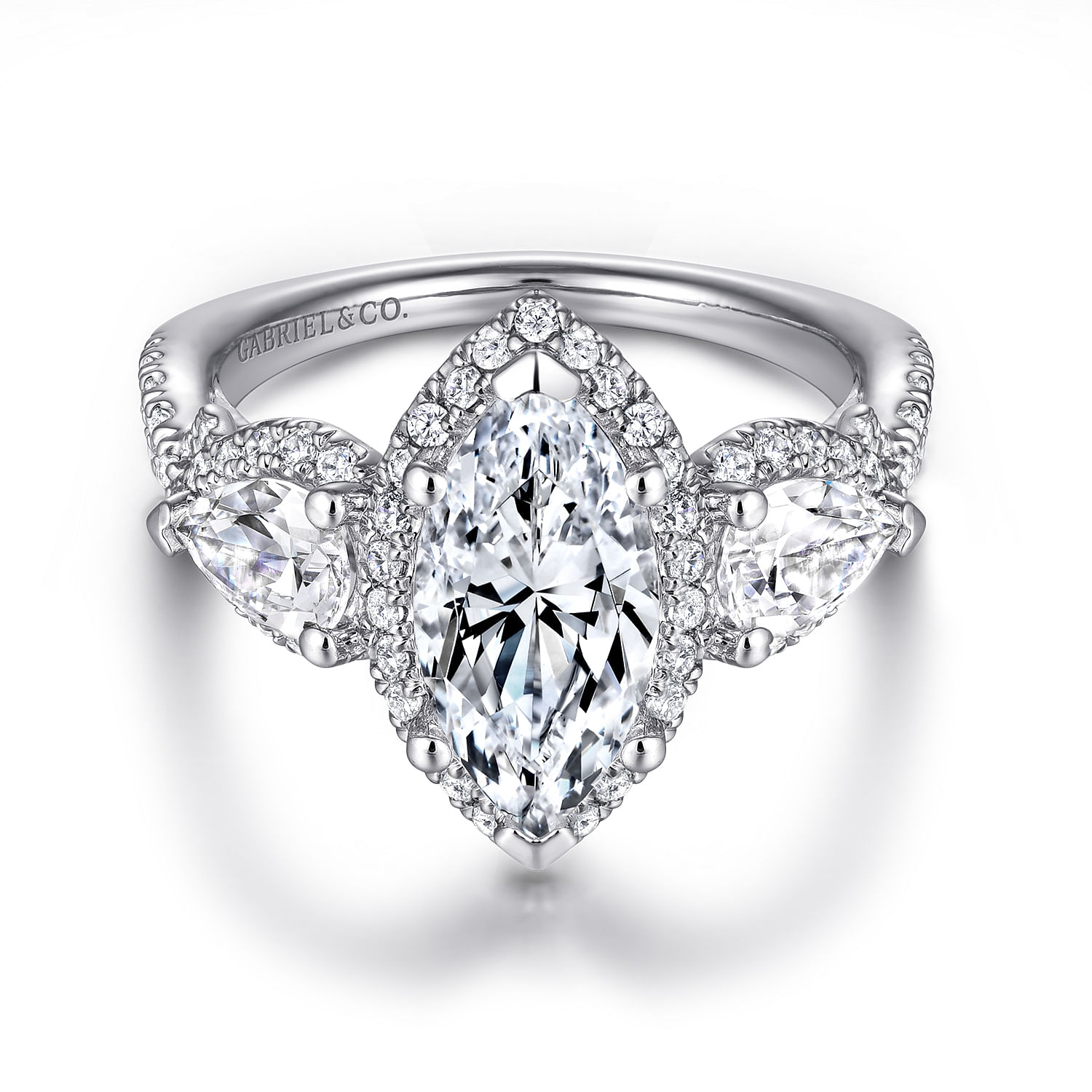Gabriel - 14K White Gold Marquise Shape Diamond Engagement Ring