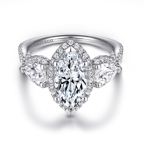 14K White Gold Marquise Shape Diamond Engagement Ring