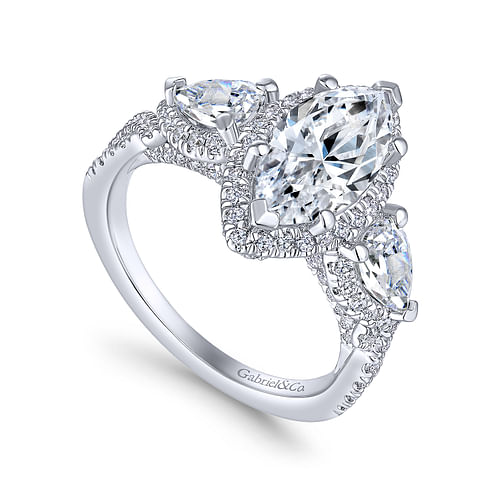 14K White Gold Marquise Shape Diamond Engagement Ring